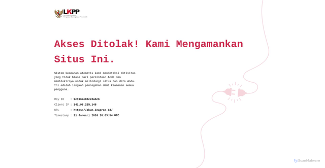 Security scan screenshot of https://akun.inaproc.id