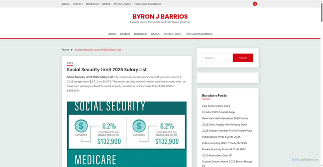 Security scan screenshot of https://byronjbarriosb.pages.dev/gspzj-social-security-limit-2025-salary-list-ytwgw/