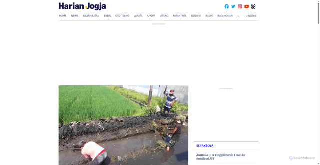 Security scan screenshot of https://harianjogja.com