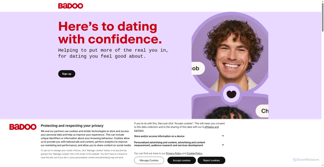 Security scan screenshot of https://us1.badoo.com