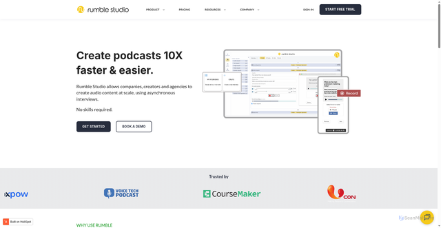 Security scan screenshot of https://www.rumble.studio/