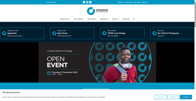 Security scan screenshot of https://coulsdon.ac.uk/