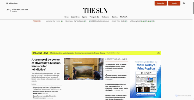 Security scan screenshot of https://www.sbsun.com