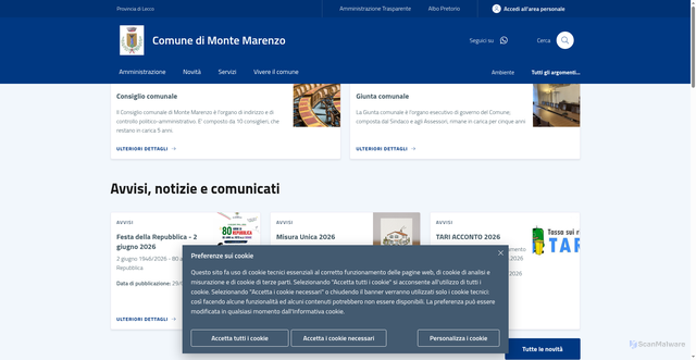 Security scan screenshot of https://www.comune.monte-marenzo.lc.it