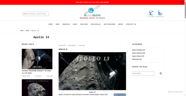Security scan screenshot of https://www.thespacecollective.com/blog/apollo-13