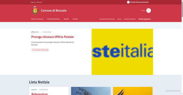 Security scan screenshot of https://www.comune.besnate.va.it/