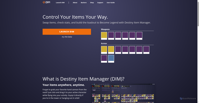 Security scan screenshot of https://destinyitemmanager.com