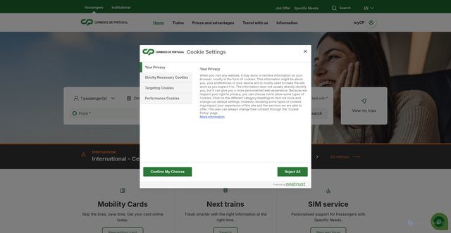 Security scan screenshot of https://cp.pt