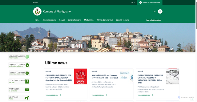 Security scan screenshot of https://comune.maltignano.ap.it/