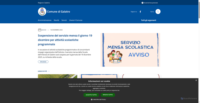 Security scan screenshot of https://www.comune.galatro.rc.it/it