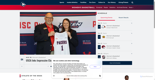 Security scan screenshot of https://pacersports.com/sports/womens-basketball