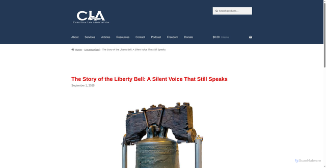 Security scan screenshot of https://christianlaw.org/the-story-of-the-liberty-bell-a-silent-voice-that-still-speaks/