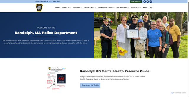 Security scan screenshot of https://randolphmapd.gov/
