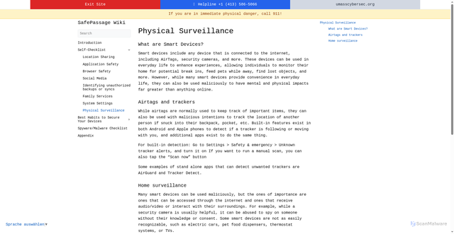 Security scan screenshot of https://safepassage-wiki.pages.dev/android/self-checklist/3.8-physical-surveillance/