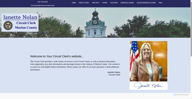 Security scan screenshot of https://circuitclerkmarioncountyms.gov/