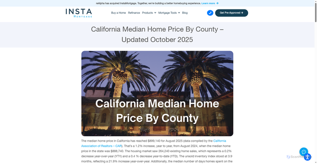 Security scan screenshot of https://instamortgage.com/california-median-home-price-by-county-updated-october-2025/
