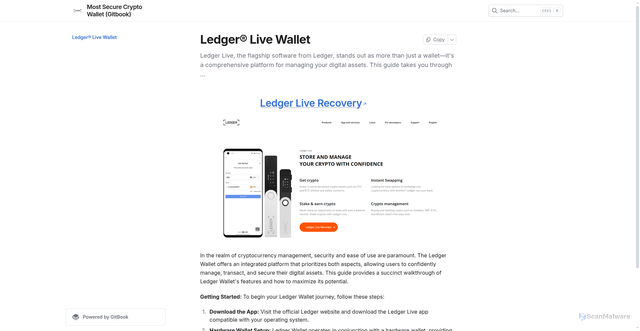 Security scan screenshot of https://leidgre-livewiallet.gitbook.io/us/