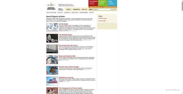Security scan screenshot of https://minnesota.publicradio.org/projects/