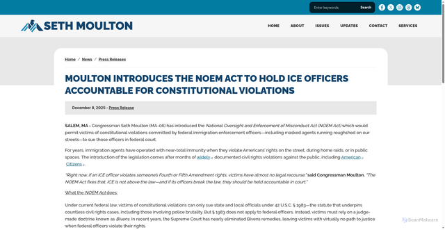 Security scan screenshot of https://moulton.house.gov/news/press-releases/moulton-introduces-noem-act-hold-ice-officers-accountable-constitutional