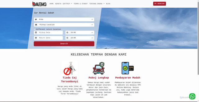 Security scan screenshot of https://daengrentacar.com