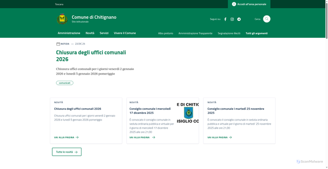 Security scan screenshot of https://comune.chitignano.arezzo.it/
