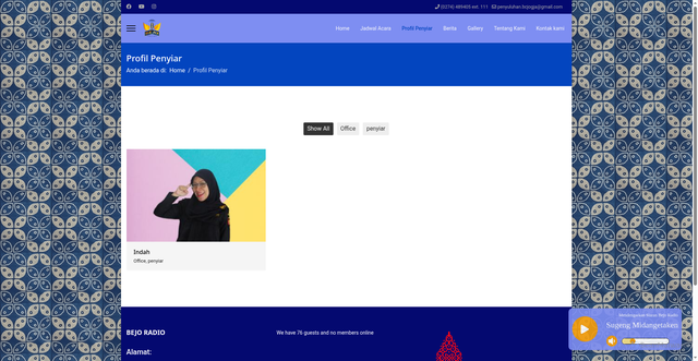 Security scan screenshot of https://bejoradiofm.site/index.php/profil