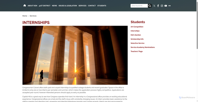 Security scan screenshot of http://calvert.house.gov/services/internships