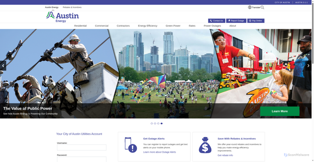 Security scan screenshot of https://austinenergy.com