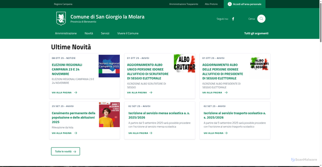 Security scan screenshot of https://comune.sangiorgiolamolara.bn.it/