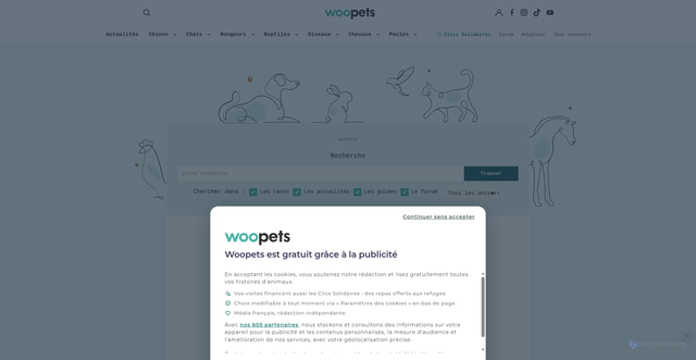 Security scan screenshot of https://woopets.fr