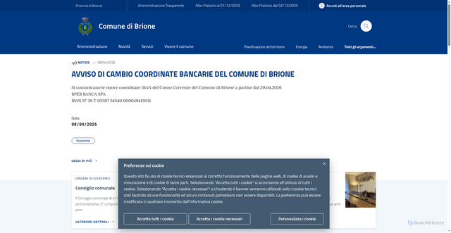 Security scan screenshot of https://www.comune.brione.bs.it