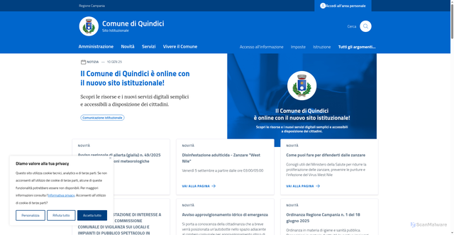 Security scan screenshot of https://comune.quindici.av.it/