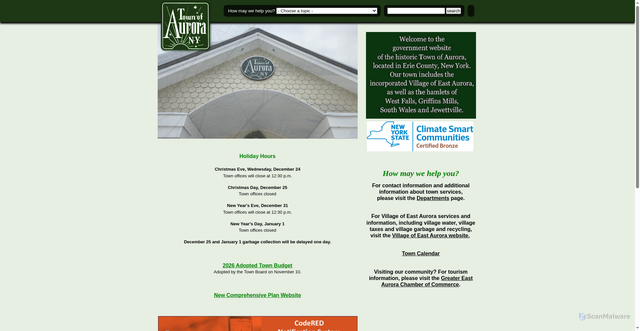 Security scan screenshot of https://www.townofaurorany.gov/