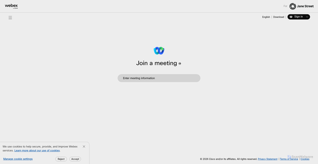 Security scan screenshot of https://janestreet.webex.com