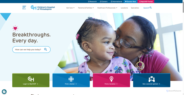 Security scan screenshot of https://chop.edu