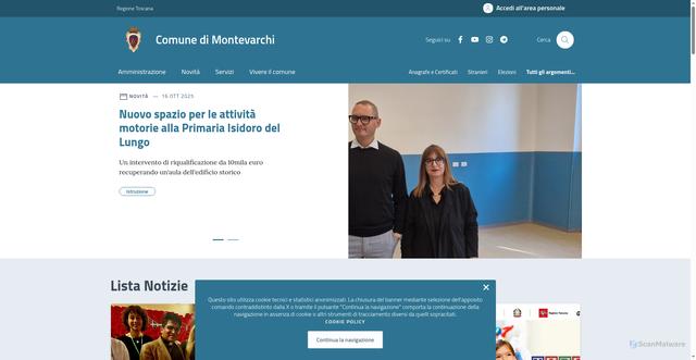Security scan screenshot of https://www.comune.montevarchi.ar.it/
