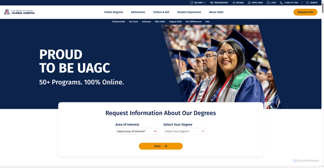 Security scan screenshot of https://www.uagc.edu/home