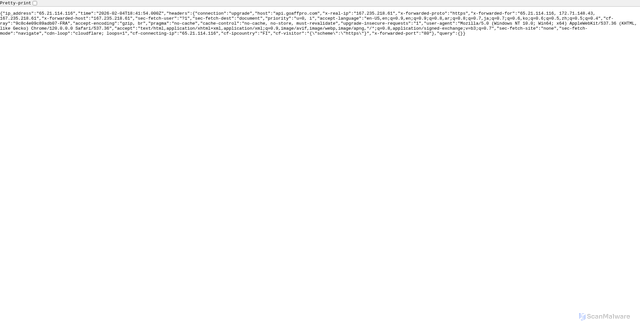 Security scan screenshot of https://api.goaffpro.com