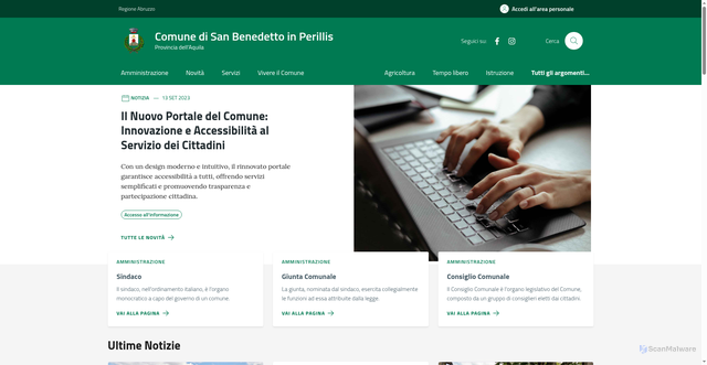Security scan screenshot of https://www.comune.sanbenedettoinperillis.aq.it