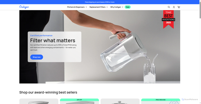 Security scan screenshot of https://shop.culligan.com