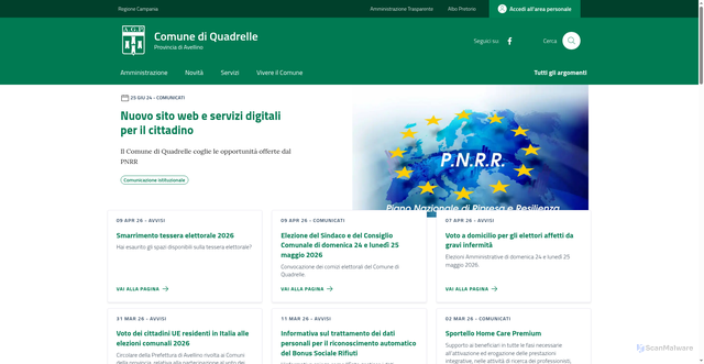 Security scan screenshot of https://www.comune.quadrelle.av.it
