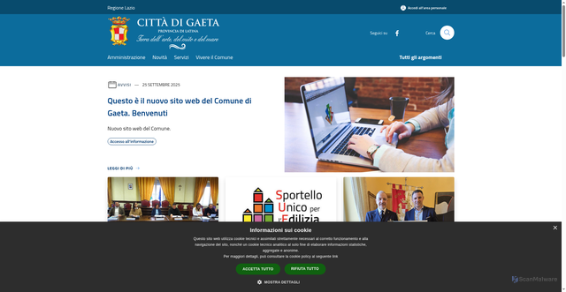 Security scan screenshot of https://www.comune.gaeta.lt.it/it