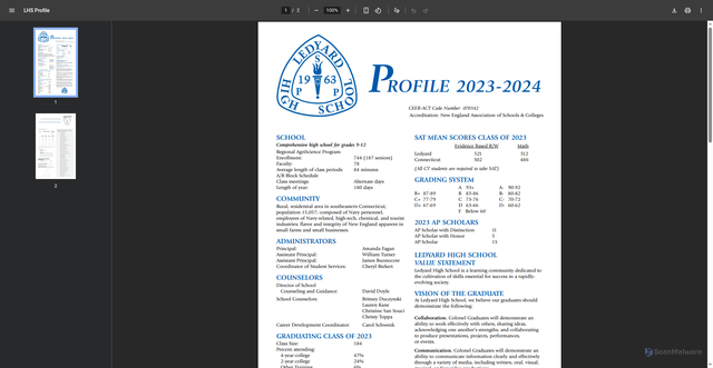 Security scan screenshot of https://www.ledyardagriscience.com/uploads/3/9/4/4/39440567/lhsprofile23-24web.pdf