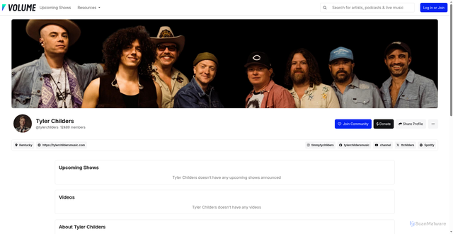 Security scan screenshot of https://volume.com/tylerchilders/