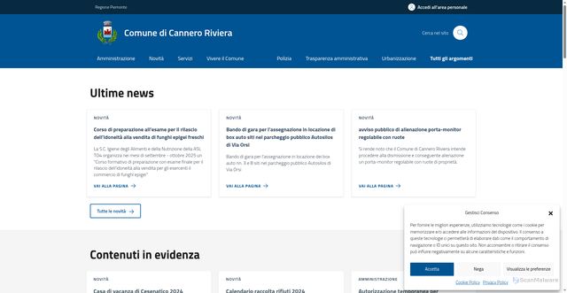 Security scan screenshot of https://comune.canneroriviera.vb.it/
