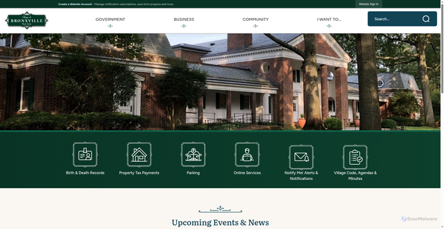 Security scan screenshot of https://villageofbronxville.gov/