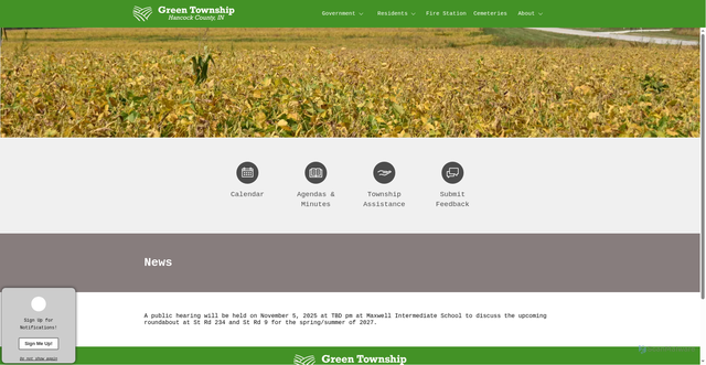 Security scan screenshot of https://greentwp-hancockcountyin.gov/