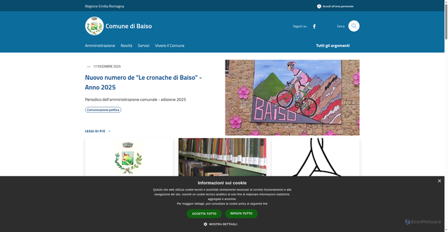 Security scan screenshot of https://comune.baiso.re.it/it