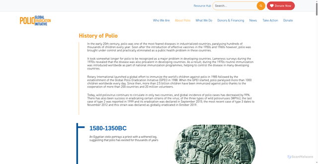 Security scan screenshot of https://polioeradication.org/about-polio/history-of-polio/