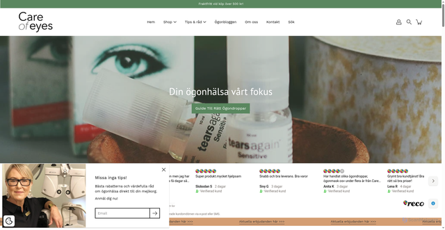 Security scan screenshot of https://careofeyes.se